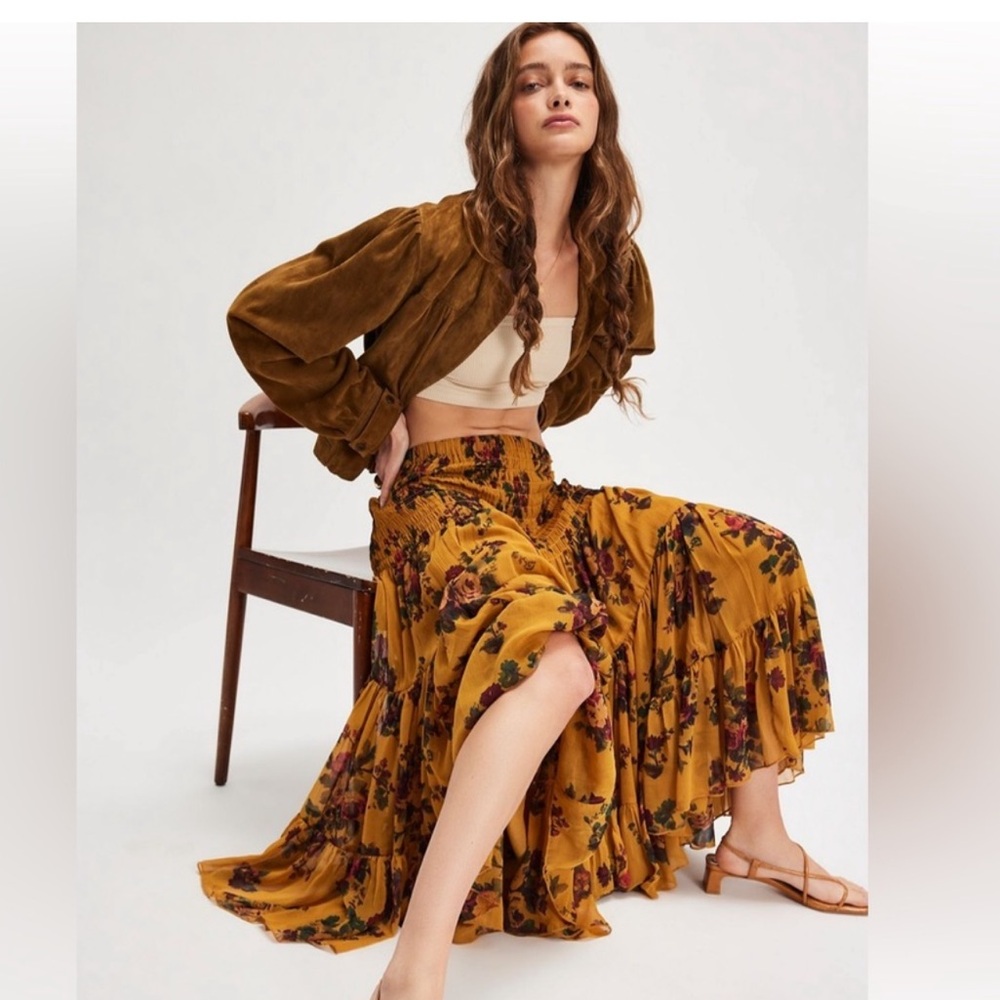 Free People Blooming Romance Top & Skirt Set Boho Chic